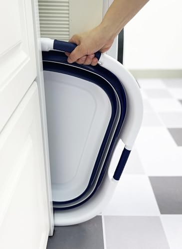 SAMMART 40L (10.5 gallon) Collapsible Plastic Laundry Hamper - Foldable Pop Up Storage Container/Organizer - Portable Washing Tub - Space Saving Basket (1, White/Starry Blue) - color: White/Starry Blue