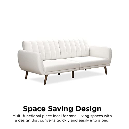 Novogratz Brittany Futon, Convertible Sofa & Couch,White Faux Leather - color: White Faux Leather