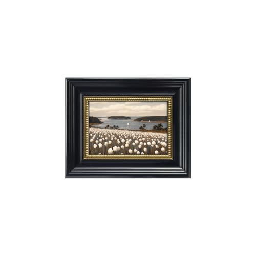 Gatheroad Black Framed Vintage Canvas Wall Art Prints, Coastal Floral Landscape Art Picture, Retro Rustic Aesthetic Nautical Bathroom Decor, Classic Home Accent for Living Room Bedroom Office, 8x10in - color: Pale Blossoms, size: 8X10inch