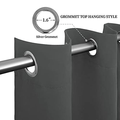 Easy-Going Blackout Curtains for Bedroom, Solid Thermal Insulated Grommet and Noise Reduction Window Drapes, Room Darkening Curtains for Living Room, 2 Panels (52x46 in,Gray) | Washable Grommet Top Window Drapes for Bedroom and Living Room, Noise Reductio