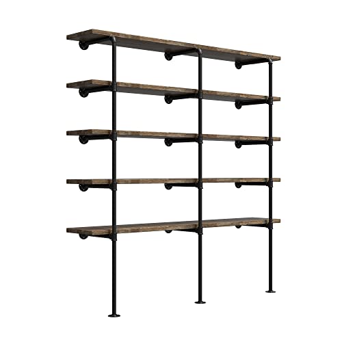 (77"Tall,14"Deep,3pcs) Industrial Retro Wall Mount Iron Pipe Shelf,DIY Open Bookshelf,Hung Bracket,Home Improvement Kitchen Shelves,Tool Utility Shelves, Office Shelves, pipe shelving - size: 14"Deep 3 pcs