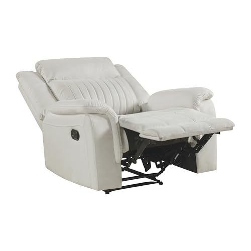 Lexicon Polished Microfiber Wall Hugger Manual Reclining Chair, Beige | 39.5"W Manual Recliner, Home Theater Seating for Living Room/Office/Apartment, Tool Free Assembly - color: Beige, size: Recliner