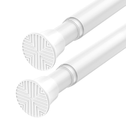 2Pack Tension Rod 23-48Inch White Tension Curtain Rods for Windows | Adjustable Curtain Rods No Drilling Spring Curtain Rod Tension rods for Doorway,Closet,Windows - color: White, size: 23" to 48"-2Pcs