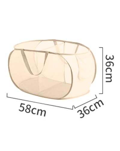 Collapsible Laundry Basket Foldable Pop-Up Mesh Hamper with Compartments and Handles, Breathable Clothes Organizer BLC733-05 - color: Beige, size: 22.83'' * 14.17'' * 14.17''