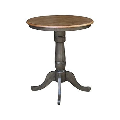 IC INTERNATIONAL CONCEPTS 30" Round Top Counter Height Pedestal Dining Table, 34.9" High, Hickory/Washed Coal - color: Hickory-washed Coal