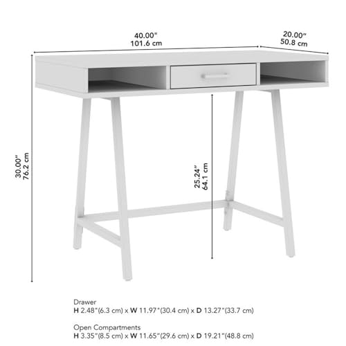 Bush Home Steele 40W Writing Desk in Reclaimed Pine | Compact Computer Table with Storage for Home Office, Study Room, or Entryway - size: 40W