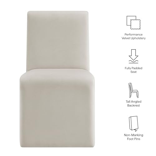 Modway Emory Upholstered Dining Side Chair in Alabaster - Single Armless Slipper Chair - Padded Performance Velvet Accent for Dining Room, Kitchen - color: Alabaster