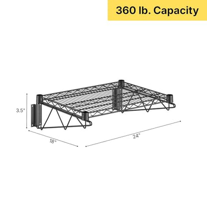 18" x 24" Black Epoxy Wire Wall Mount Shelf - color: Black, size: 18" x 24"