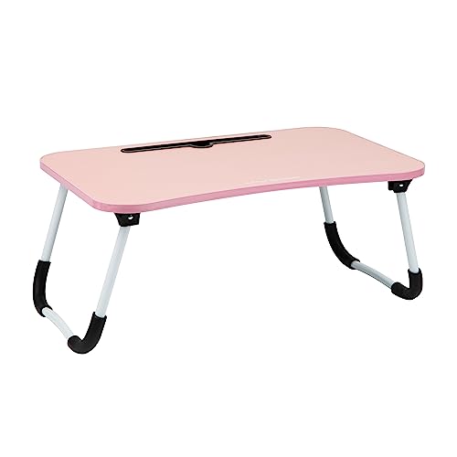 Mind Reader Lap Desk Laptop Stand, Bed Tray, Folding Legs, Couch Table, Portable, MDF, 23.25" L x 13.75" W x 10.5" H, Pink - color: Pink