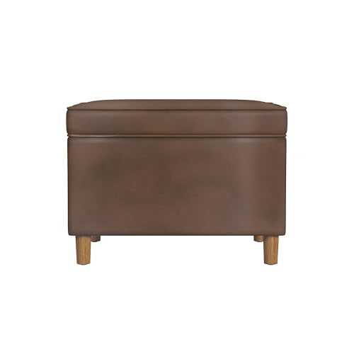 HomePop 24" Dinah Collection Storage Ottoman - Brown Faux Leather - color: Brown Faux Leather