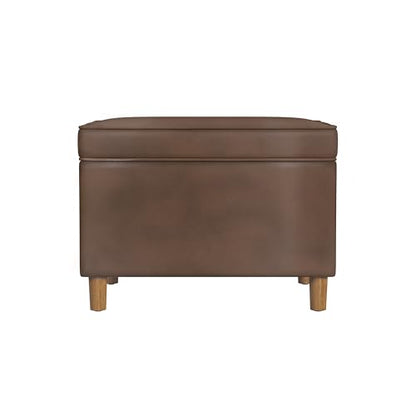 HomePop 24" Dinah Collection Storage Ottoman - Brown Faux Leather - color: Brown Faux Leather