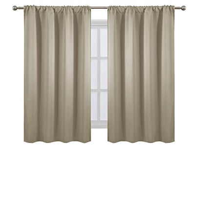 Blackout Curtains 42 x 54 inch/Beige Curtains Set of 2 Panels/Thermal Insulated Room Darkening Bedroom Curtains - color: Beige, size: 42"W x 54"L (Pack of 2)
