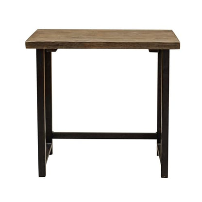 Alaterre Furniture Pomona Compact Writing Desk, Natural, 32”x21”x30” | Rustic Industrial Style Small Home Office Desk with Solid Wood Top, Metal Frame, Durable Lacquer Finish and Floor Levelers - style: Desk Only
