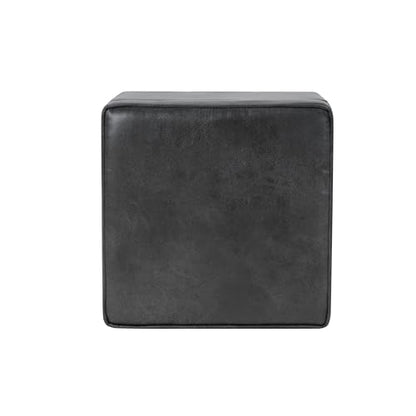 HomePop 18" Classic Square Storage Ottoman - Gray Faux Leather - color: Gray Faux Leather