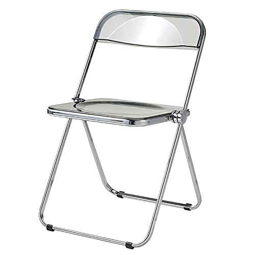 Stackable Transparent Dining Chair - Metal Frame, Plastic Accent Chair for Kitchen, Living Room, Bedroom - Space Saving, Stylish Design，Grey 47x48x76cm(19x19x30inch - color: Grey