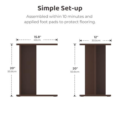 RECCI Solid Bamboo C-Shaped End Table Set of 2 for Couch and Sofa, Sustainable Mid-Century Modern Wood Side Table for Living Room or Bedroom, Easy Assembly C Table Nightstand (Espresso Brown) - color: Espresso Brown