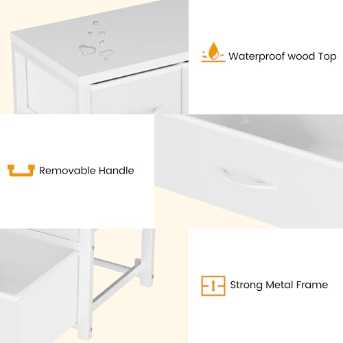 Homeiju Stackable 4-Drawer Fabric Dresser with Waterproof Wood Top – Closet Organizer & Storage Drawers for Bedroom, Modern Metal Frame Design (3 Tier) - size: 11.4"D x 15.8"W x 22.7"H (4 Drawers)