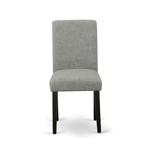 East West Furniture ABP1T06 Abbott Parson Dining Room Chairs - Shitake Linen Fabric Upholstered Chairs, Set of 2, Black - color: Abp1t06