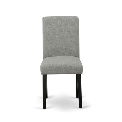 East West Furniture ABP1T06 Abbott Parson Dining Room Chairs - Shitake Linen Fabric Upholstered Chairs, Set of 2, Black - color: Abp1t06