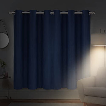 Diraysid Navy Blue Grommet Blackout Curtains for Bedroom Thermal Insulated Room Darkening Curtains Drapes, 38 x 54 inch, 2 Panels - color: Navy Blue, size: 38"W x 54"L (Pack of 2)