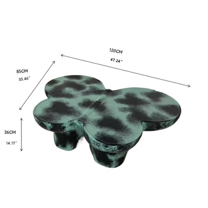 Modern Fiberglass Butterfly Coffee Table, Black and White Artistic Center Table, Sculptural Accent Cocktail Table for Living Room, Durable Contemporary Furniture(47''Blue+Black) - color: 47''blue+black