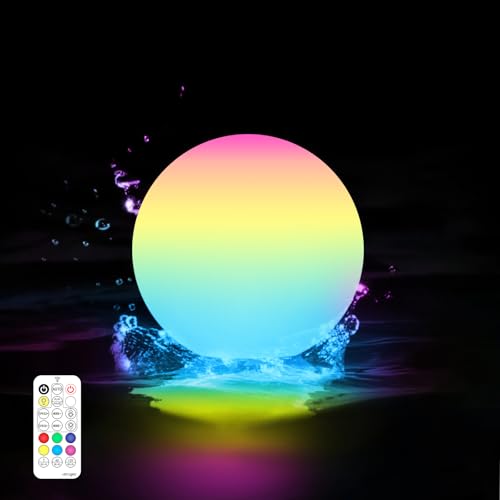 LOFTEK 3-inch Floating Pool Lights, Color Changing Rechargeable Pool Lights | IP65 Waterproof LED Ball Light, 18 Modes, 11 Colors Mood Light, Remote Sphere Orb for Patio, Yard, Nursery, Decor, Gift - size: 3-inch Color change