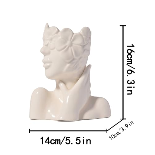 Ceramic Face Vase White Flower Vase for Decor, Female Face Vase Art, Modern Decorative Vase Centerpiece for Table, Shelf, Living Room, Office, Bedroom, Small - style: Face vase 3
