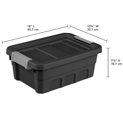 Sterilite Stacker Tote, Plastic Storage Bins with Lids, 4 Gallon, 6-Pack | Rugged Stackable Organizer Bin Containers with Latching Lids for Bed, Garage, Office, Kitchen, Closet & Classroom - size: 4 Gallon, style: 6 Pack