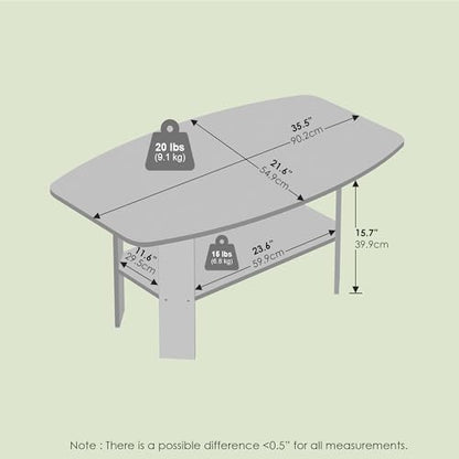 Gurney Coffee Table with Shelf for Living Room, Cocoa - color: Cocoa