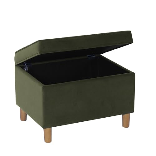 HomePop 24" Dinah Collection Storage Ottoman - Loden Green Velvet - color: Loden Green Velvet
