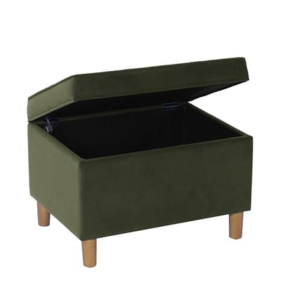 HomePop 24" Dinah Collection Storage Ottoman - Loden Green Velvet - color: Loden Green Velvet