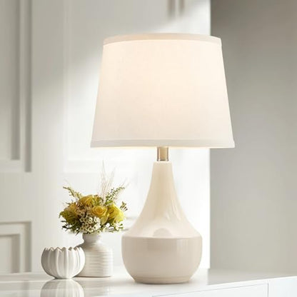 18" Table Lamp Set of 2, Ceramic Table Lamp Classic Beside Lamps Nightstand Lamp Modern Lamp for Living Room, Bedroom & Office Rocker Swtich Cream-LED Bulbs Included - color: 18.63" Ceram