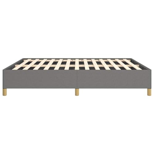 Queen Size Upholstered Bed Frame, Dark Gray Polyester Fabric Platform Bed with Sturdy Engineered Wood Slats, Modern Low Profile Bed Base, No Box Spring Needed - color: Dark Gray, size: Queen & 13.8"