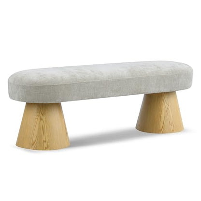 Christopher Knight Home Manila Chenille Upholstered Dining Bench, Modern Ottoman Bench, Wooden Entryway Bench, Comfort Long Spfa Footstool for Living Room Dining Room, No Assembly Needed, Oatmeal - color: Oatmeal/49"