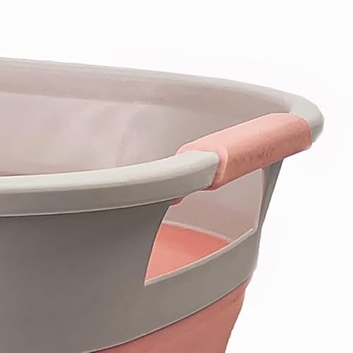 SAMMART 40L (10.5 Gallon) Collapsible Plastic Laundry Basket - Foldable Pop Up Storage Container/Organizer - Portable Laundry Hamper - Space Saving (1, Grey/Quartz Pink) - color: Grey/Quartz Pink