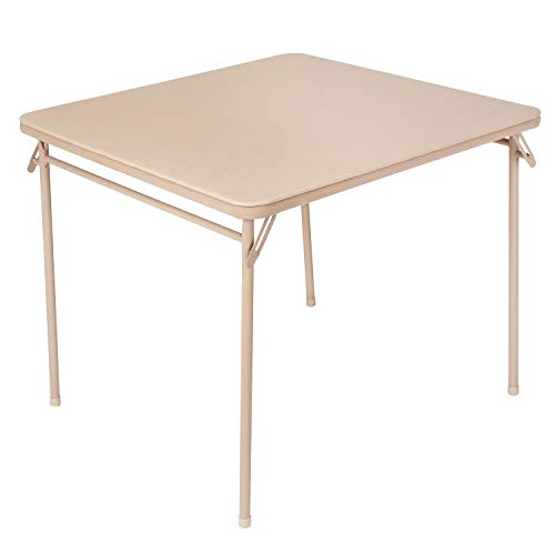 COSCO 34" Square Vinyl Top Folding Card Table, Antique Linen - color: Antique Linen
