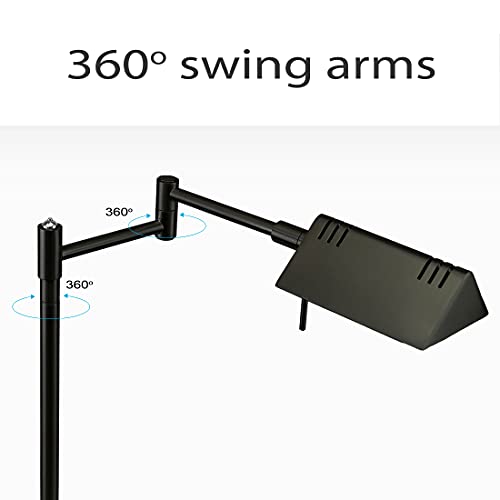 O'Bright LED Pharmacy Table Lamp, Full Range Dimming, 12W LED, 360 Degree Swing Arms, Desk, Reading, Craft, Work Lamp, ETL Tested, Black - color: Black