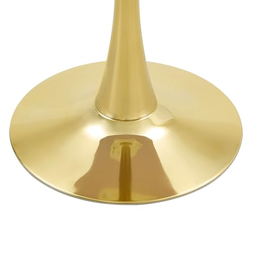 23.6" Round Dining Table, Mid-Century Modern Tulip Table with Thickened Tabletop & Metal Pedestal, Circle Bistro Table for Kitchen, Small Places, Apartments, Cafe - color: White Gold, size: 23.6" dining table