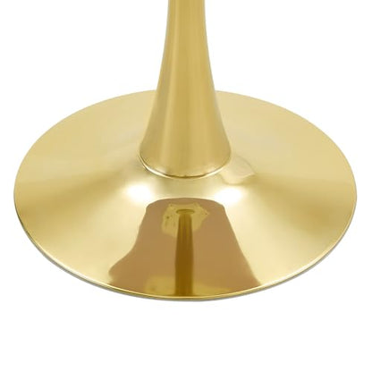 23.6" Round Dining Table, Mid-Century Modern Tulip Table with Thickened Tabletop & Metal Pedestal, Circle Bistro Table for Kitchen, Small Places, Apartments, Cafe - color: White Gold, size: 23.6" dining table