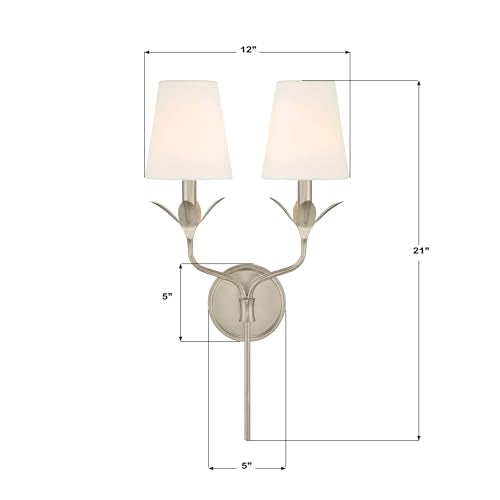 Crystorama Broche 2 Light Antique Silver Sconce - color: Antique Silver, size: Width: 12 Inches