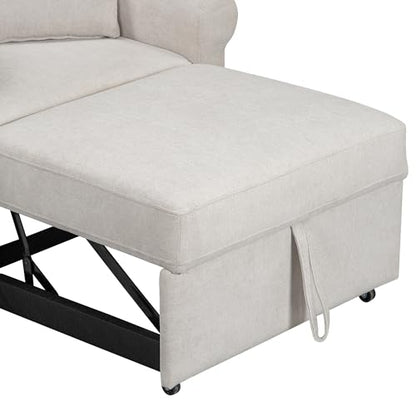 JIVOIT Convertible Sleeper Chair with Adjustable Backrest, 3-in-1 Sleeper Chair with Metal Frame, 3 in 1 Lounger Chair Turns Into Bed, Chenille Fabric Single Bed for Living Room (Beige,315) - color: Beige,315