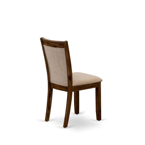 East West Furniture MZCNT04 Monza Modern Parson Dining Chairs - Light Tan Linen Fabric Upholstered Chairs, Set of 2, Antique Walnut - color: Mzcnt04