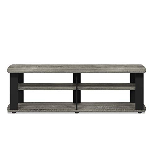 Furinno Nelly TV Stand, 3-Tier Entertainment Center with Open Shelves Storage, TV Console for TV up to 50 Inch, Soft Edges, for Living Room, Bedroom, French Oak - color: French Oak/Black, style: 40 Inch, Panel