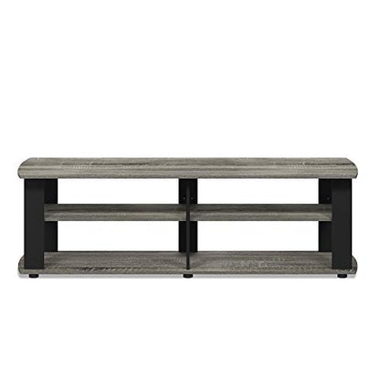 Furinno Nelly TV Stand, 3-Tier Entertainment Center with Open Shelves Storage, TV Console for TV up to 50 Inch, Soft Edges, for Living Room, Bedroom, French Oak - color: French Oak/Black, style: 40 Inch, Panel