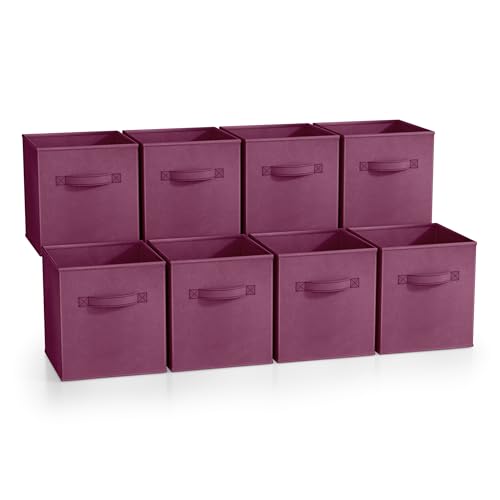 Sorbus Fabric Storage Cubes - 8 Foldable Storage Bins for Organizing Pantry, Cubbies, Toy Box - Clothes Storage & Closet Organizer - 11 Inch Collapsible Cube Baskets for Shelves with Handle - color: Purple 8 Pack, size: 11 Inch