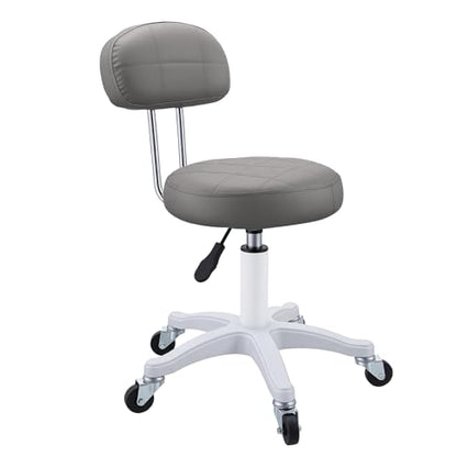 Vanity Chair with Wheels, Small Office Desk Chairs with Back, Armless Chairs Round Rolling Chair Height Adjustable 360 Swivel Computer Stools for Bedroom Home Office Salon Dark Gray - color: Dark Gray
