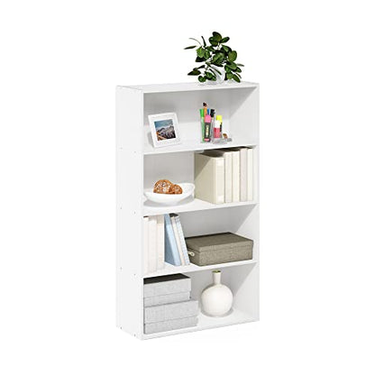 Furinno PASIR Book Shelf, 4-Tier Bookshelf, Bookcase with Open Shelf, 9.4 x 23.6 x 41.7, for Living Room, Bedroom, Home Office, Plain White - color: Plain White, size: 4-Tier