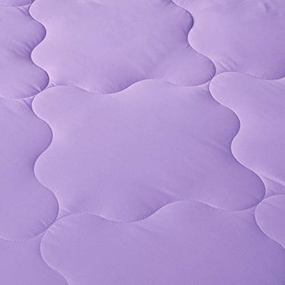 Comfort Spaces Vixie Reversible Comforter Set - Trendy Casual Geometric Quilted Cover, All Season Down Alternative Cozy Bedding, Matching Sham, Lavender/Gray, Full/Queen 3 piece | Down Alternative, All Season, Bedding for Bedroom, Geometric Pattern, Rever