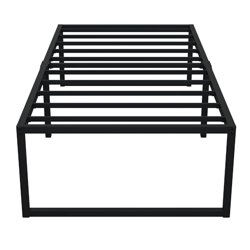 EMODA 18 Inch Narrow Twin Bed Frame 30x75, Heavy Duty Metal Platform No Box Spring Needed, Easy Assembly Noise Free, Black | No Box Spring Needed, Easy Assembly Noise Free, Black - color: Black, size: Narrow Twin, style: 18 inch