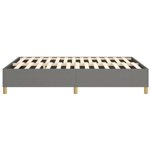 Full Size Bed Frame Upholstered Platform Bed, Dark Gray Polyester Fabric, Modern Low Profile Mattress Foundation with Durable Wood Slats Support - size: Full Bed